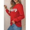 imageEVALESS Womens Crewneck Long Sleeve Tops Casual Polka Dots Tops Spring Summer 2025 Tshirts ShirtsI Christmas Red