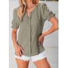 imageEVALESS Womens Fashion Tops Cute Puff Sleeve Blouses for Women Dressy Casual Spring Summer Clothes Outfits for 2025Gray