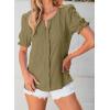 imageEVALESS Womens Fashion Tops Cute Puff Sleeve Blouses for Women Dressy Casual Spring Summer Clothes Outfits for 2025Jungle Green