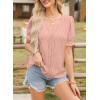 imageEVALESS Womens Fashion Tops Cute Puff Sleeve Blouses for Women Dressy Casual Spring Summer Clothes Outfits for 2025Light Pink