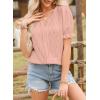 imageEVALESS Womens Fashion Tops Cute Puff Sleeve Blouses for Women Dressy Casual Spring Summer Clothes Outfits for 2025Light Pink