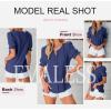imageEVALESS Womens Fashion Tops Cute Puff Sleeve Blouses for Women Dressy Casual Spring Summer Clothes Outfits for 2025Navy Blue