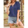 imageEVALESS Womens Fashion Tops Cute Puff Sleeve Blouses for Women Dressy Casual Spring Summer Clothes Outfits for 2025Navy Blue