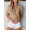 imageEVALESS Womens Fashion Tops Cute Puff Sleeve Blouses for Women Dressy Casual Spring Summer Clothes Outfits for 2025Pale Khaki
