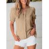 imageEVALESS Womens Fashion Tops Cute Puff Sleeve Blouses for Women Dressy Casual Spring Summer Clothes Outfits for 2025Pale Khaki