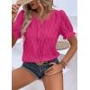 imageEVALESS Womens Fashion Tops Cute Puff Sleeve Blouses for Women Dressy Casual Spring Summer Clothes Outfits for 2025Rose Red