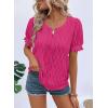 imageEVALESS Womens Fashion Tops Cute Puff Sleeve Blouses for Women Dressy Casual Spring Summer Clothes Outfits for 2025Rose Red