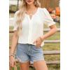 imageEVALESS Womens Fashion Tops Cute Puff Sleeve Blouses for Women Dressy Casual Spring Summer Clothes Outfits for 2025White