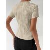 imageEVALESS Womens Short Sleeve Textured Tops Summer Casual Crewneck Solid Slim Fitted Basic T Shirts Tee BlousesB Apricot