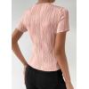 imageEVALESS Womens Short Sleeve Textured Tops Summer Casual Crewneck Solid Slim Fitted Basic T Shirts Tee BlousesB Pink