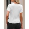 imageEVALESS Womens Short Sleeve Textured Tops Summer Casual Crewneck Solid Slim Fitted Basic T Shirts Tee BlousesB White