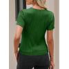 imageEVALESS Womens Short Sleeve Textured Tops Summer Casual Crewneck Solid Slim Fitted Basic T Shirts Tee BlousesC Blackish Green