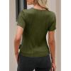 imageEVALESS Womens Short Sleeve Textured Tops Summer Casual Crewneck Solid Slim Fitted Basic T Shirts Tee BlousesC Jungle Green