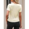 imageEVALESS Womens Short Sleeve Textured Tops Summer Casual Crewneck Solid Slim Fitted Basic T Shirts Tee BlousesE Beige