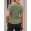 imageEVALESS Womens Short Sleeve Textured Tops Summer Casual Crewneck Solid Slim Fitted Basic T Shirts Tee BlousesE Light Green