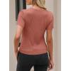 imageEVALESS Womens Short Sleeve Textured Tops Summer Casual Crewneck Solid Slim Fitted Basic T Shirts Tee BlousesE Rose Pink