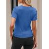 imageEVALESS Womens Short Sleeve Textured Tops Summer Casual Crewneck Solid Slim Fitted Basic T Shirts Tee BlousesE Sky Blue