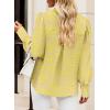 imageEVALESS Womens Tops Button Down Shirts Print Long Sleeve Blouses for Women Fashion 2025A B Yellow