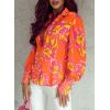 imageEVALESS Womens Tops Button Down Shirts Print Long Sleeve Blouses for Women Fashion 2025A Orange