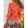 imageEVALESS Womens Tops Button Down Shirts Print Long Sleeve Blouses for Women Fashion 2025A Orange