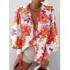 imageEVALESS Womens Tops Button Down Shirts Print Long Sleeve Blouses for Women Fashion 2025B Red