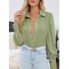 imageEVALESS Womens Tops Button Down Shirts Print Long Sleeve Blouses for Women Fashion 2025C Green