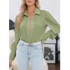 imageEVALESS Womens Tops Button Down Shirts Print Long Sleeve Blouses for Women Fashion 2025C Green