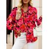 imageEVALESS Womens Tops Button Down Shirts Print Long Sleeve Blouses for Women Fashion 2025C Red