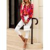 imageEVALESS Womens Tops Button Down Shirts Print Long Sleeve Blouses for Women Fashion 2025C Red