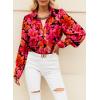 imageEVALESS Womens Tops Button Down Shirts Print Long Sleeve Blouses for Women Fashion 2025C Red