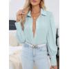 imageEVALESS Womens Tops Button Down Shirts Print Long Sleeve Blouses for Women Fashion 2025C Sky Blue