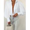 imageEVALESS Womens Tops Button Down Shirts Print Long Sleeve Blouses for Women Fashion 2025C White