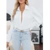 imageEVALESS Womens Tops Button Down Shirts Print Long Sleeve Blouses for Women Fashion 2025C White