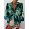 imageEVALESS Womens Tops Button Down Shirts Print Long Sleeve Blouses for Women Fashion 2025Floral Green