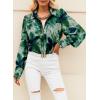 imageEVALESS Womens Tops Button Down Shirts Print Long Sleeve Blouses for Women Fashion 2025Floral Green