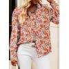 imageEVALESS Womens Tops Button Down Shirts Print Long Sleeve Blouses for Women Fashion 2025Floral Orange