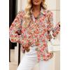 imageEVALESS Womens Tops Button Down Shirts Print Long Sleeve Blouses for Women Fashion 2025Floral Orange