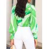 imageEVALESS Womens Tops Button Down Shirts Print Long Sleeve Blouses for Women Fashion 2025Green
