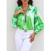 imageEVALESS Womens Tops Button Down Shirts Print Long Sleeve Blouses for Women Fashion 2025Green