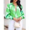 imageEVALESS Womens Tops Button Down Shirts Print Long Sleeve Blouses for Women Fashion 2025Green