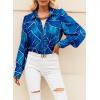 imageEVALESS Womens Tops Button Down Shirts Print Long Sleeve Blouses for Women Fashion 2025Sky Blue