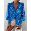 imageEVALESS Womens Tops Button Down Shirts Print Long Sleeve Blouses for Women Fashion 2025Sky Blue