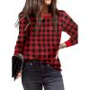 imageEVALESS Womens Crewneck Long Sleeve Tops Casual Polka Dots Tops Spring Summer 2025 Tshirts ShirtsD Plaid Red