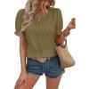 imageEVALESS Womens Fashion Tops Cute Puff Sleeve Blouses for Women Dressy Casual Spring Summer Clothes Outfits for 2025Jungle Green