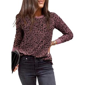 imageEVALESS Womens Crewneck Long Sleeve Tops Casual Polka Dots Tops Spring Summer 2025 Tshirts Shirts2b Red