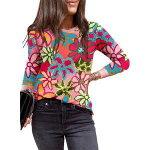 imageEVALESS Womens Crewneck Long Sleeve Tops Casual Polka Dots Tops Spring Summer 2025 Tshirts ShirtsNew Floral Print
