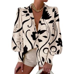 imageEVALESS Womens Tops Button Down Shirts Print Long Sleeve Blouses for Women Fashion 2025Floral Black