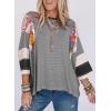 imageEVALESS 34 Length Sleeve Womens Tops Trendy 2025 Spring Summer Crew Neck Oversized Striped Patchwork Shirts BlouseBlack