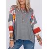 imageEVALESS 34 Length Sleeve Womens Tops Trendy 2025 Spring Summer Crew Neck Oversized Striped Patchwork Shirts BlouseBlack Stripe
