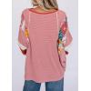 imageEVALESS 34 Length Sleeve Womens Tops Trendy 2025 Spring Summer Crew Neck Oversized Striped Patchwork Shirts BlouseFiery Red